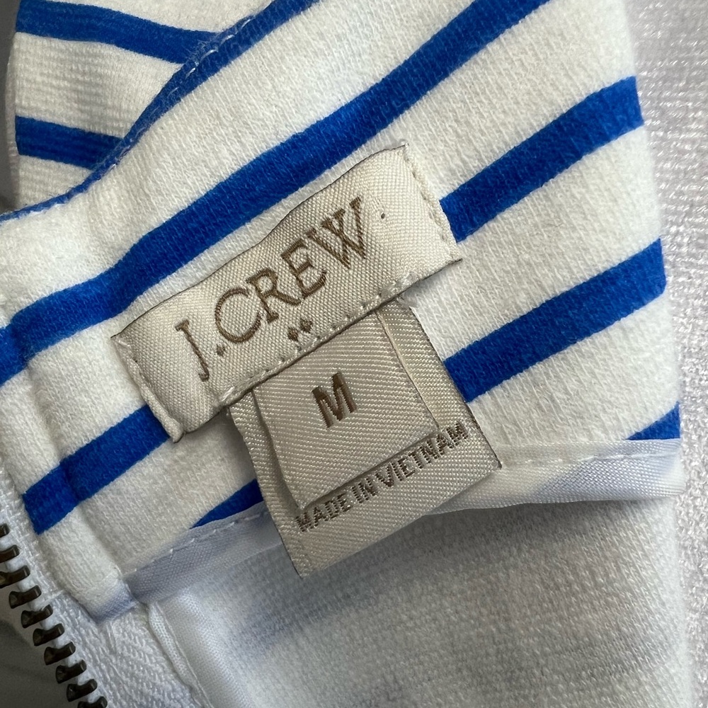 J. Crew Blue & White Striped Dress  Sleeveless Summer Fit & Flare Sz M Nautical - Picture 5 of 7